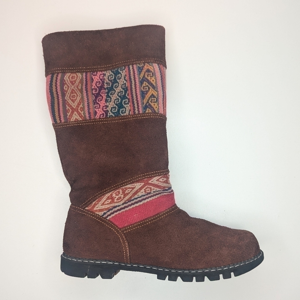 Cats Walking Machine Boots Caterpillar brown suede leather blanket weave size 7
